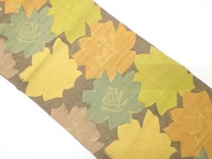 手織り紬　花模様織り出し　名古屋帯